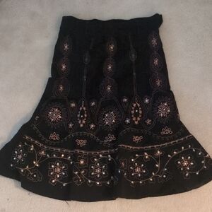 Embroidered Black Skirt